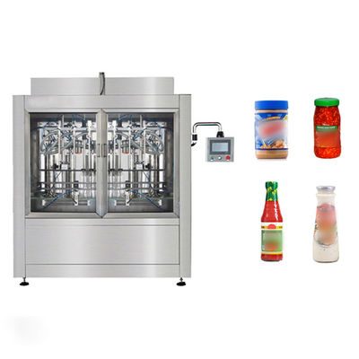 อัตโนมัติเส้น 48-56 Bpm กระป๋องแก้วพลาสติก 250ml 500ml Bbq เครื่องเติมซอส